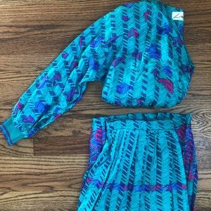 vintage lillie rubin silk skirt set